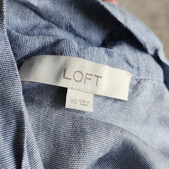 LOFT Tie-neck Chambray Blouse - Picture 4 of 4